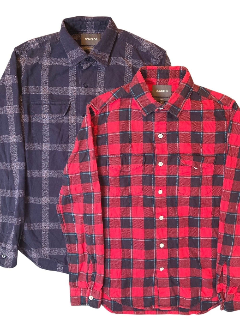 Bonobos Men’s Fireside Flannel Shirt Red Black Buffalo Plaid Small Preppy Slim